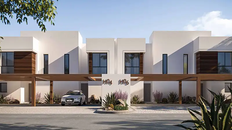 Modern townhouse exterior in Noya Viva Yas Island