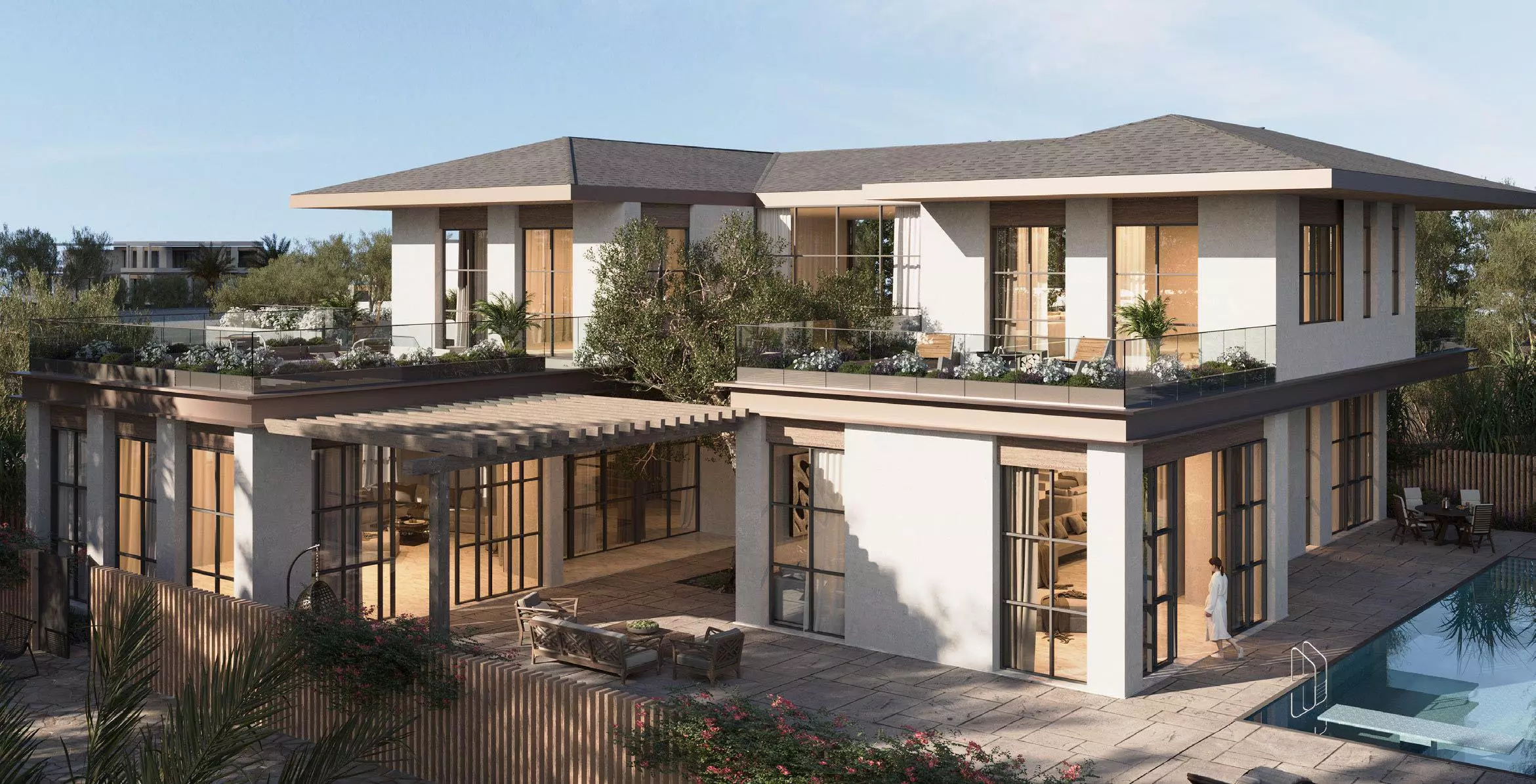 Al Naseem Hudayriyat Island luxury villa aerial view by Modon