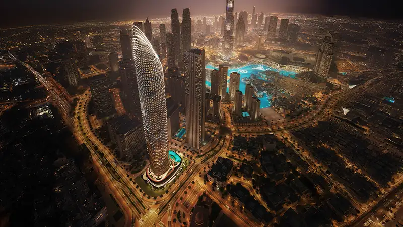 Exterior view of Binghatti Skyblade Downtown Dubai
