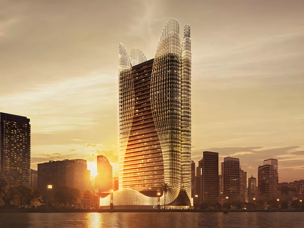 Binghatti Skyhall exterior view – Modern residential tower in Business Bay, Dubai by Binghatti Developers