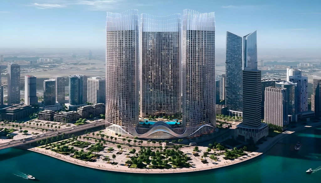 Binghatti Skyrise towers in Business Bay with canal views
