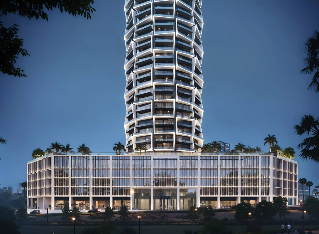 Binghatti Circle JVC Dubai exterior view of the tower