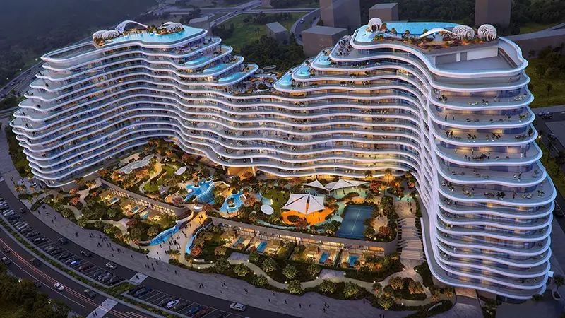 La Mazzoni Al Marjan – eco‑luxury residences, apartments, duplexes, chalets, and 4-bed penthouses with wellness amenities