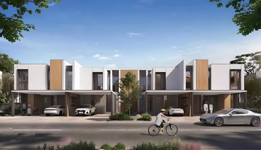 Leon Aldar Athlon townhouses and villas in Dubai Land — modern homes in green residential community.