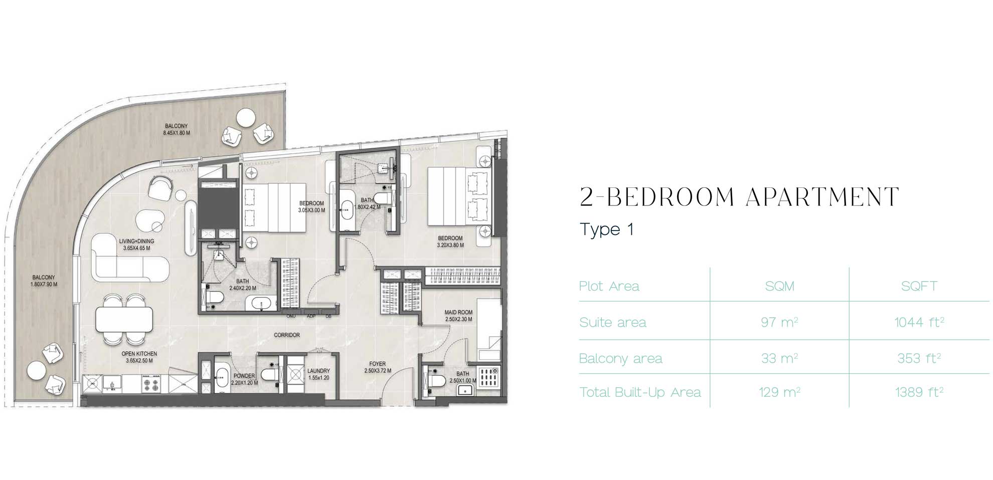 2 Bedroom at The Artery Residences