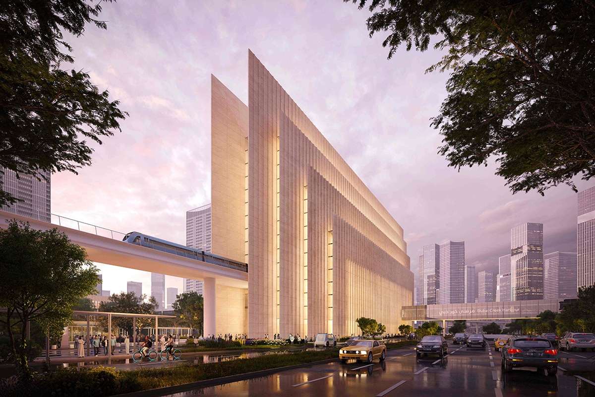 Dubai Metro Blue Line station at Dubai Creek Harbour