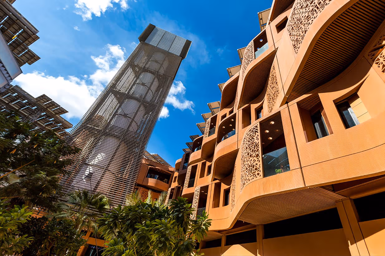 Masdar City Abu Dhabi sustainable residential buildings and modern community
